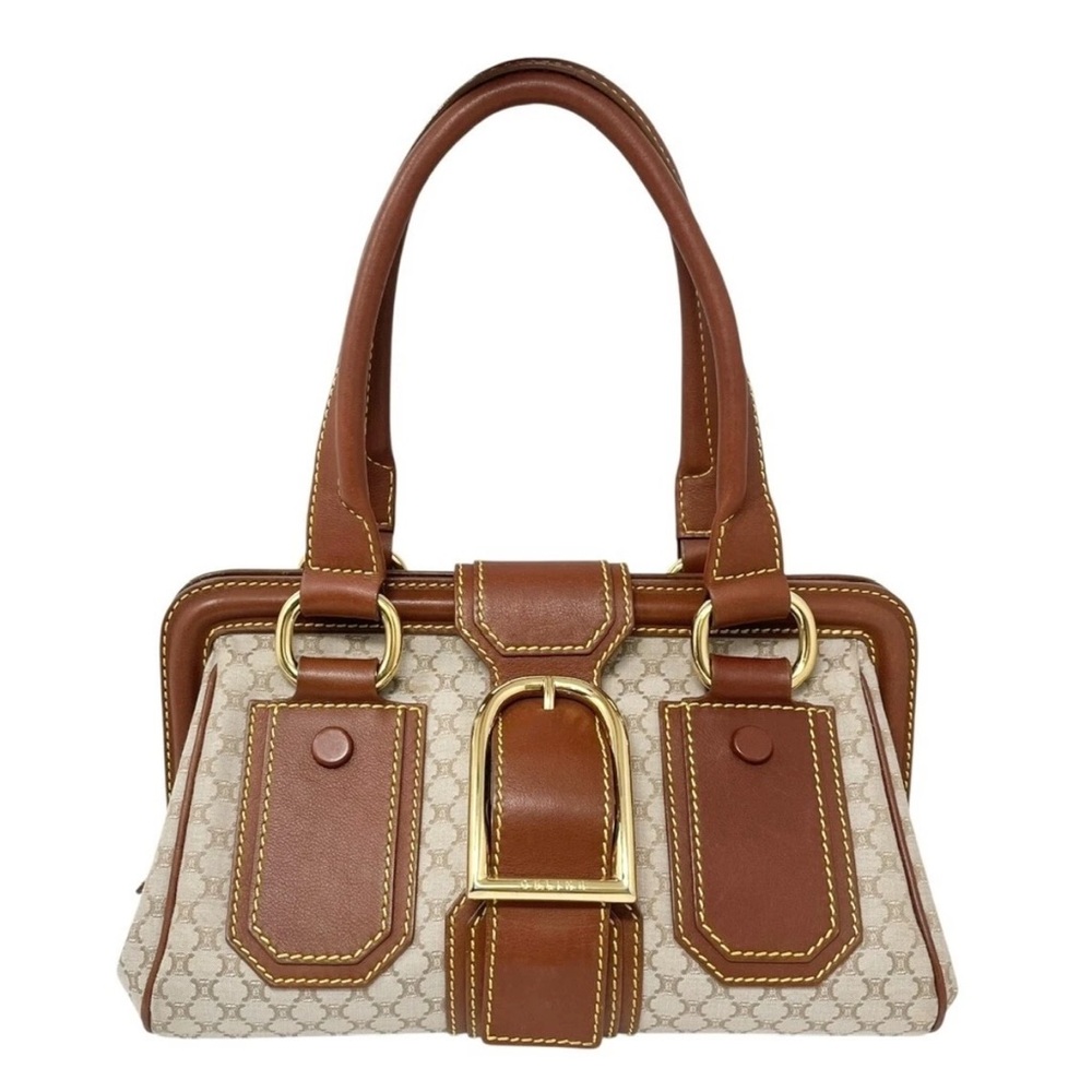 CELINE Vintage Macadam Canvas & Leather Satchel Doctor Bag, Stunning Condition - Picture 7 of 14